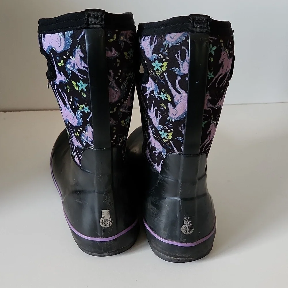 BOGS | Rain Boots Classic II Unicorn Awesome Black Purple Youth Sz 5